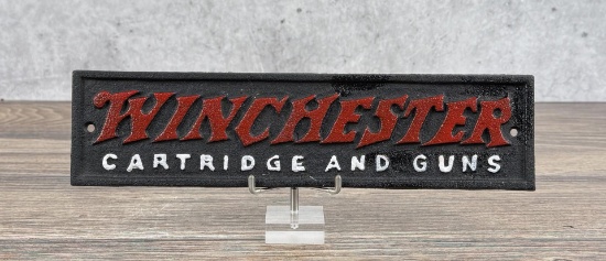 Cast Iron Winchester Rifles Plaque Sign