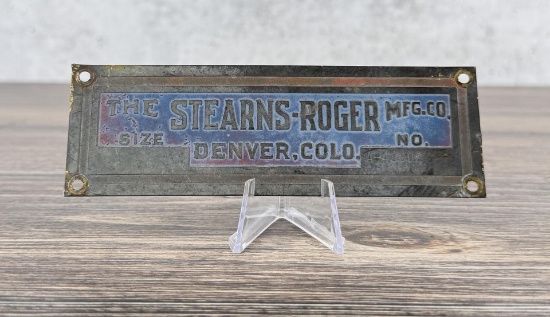 Stearns Roger Denver Colorado Mine Hoist Sign