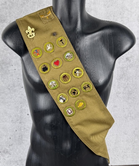 Antique Boy Scouts of America Merit Badge Sash