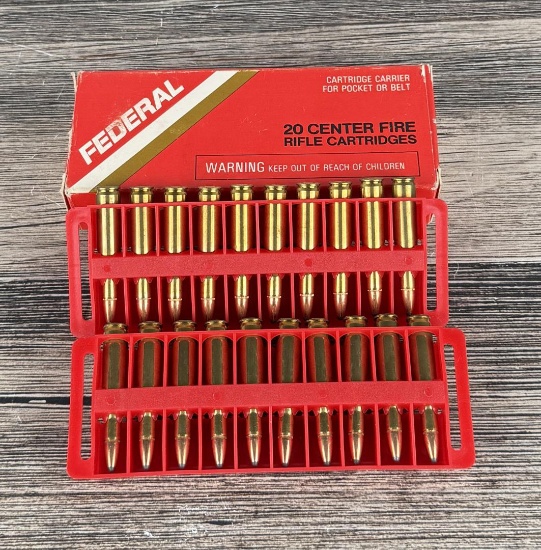 20 Rounds of Federal .222 Rem Rifle Ammo