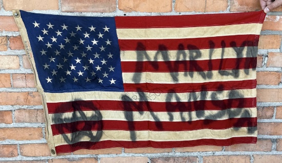 Marilyn Manson Spray Painted US Flag