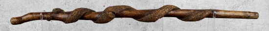 Antique Folk Art Carved Snake Walking Stick