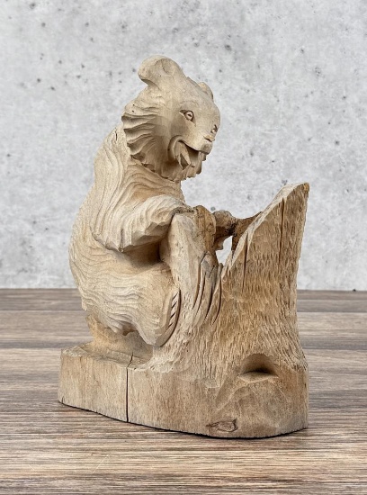 Russian Wood Carved Bear Pen Stand