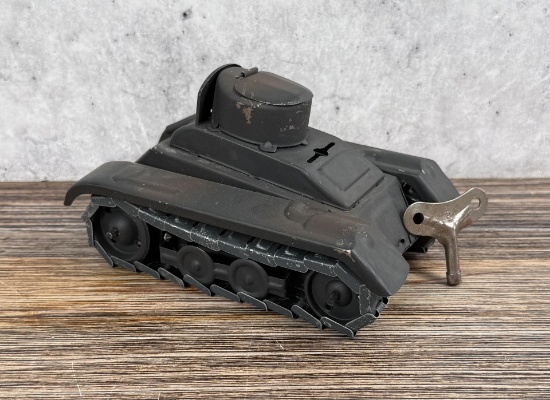 German Panzer Wind Up Tin Toy Tank