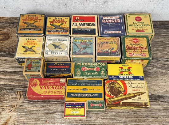 Antique Shotgun Rifle Ammo Shell Boxes
