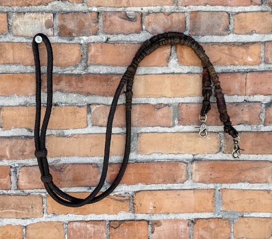 Antique Braided Leather Cowboy Reins