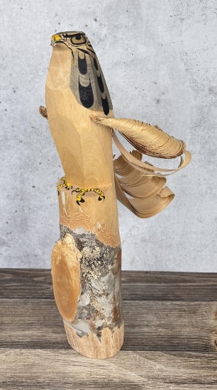Japanese Sassano Bori Fearless Hawk Carving