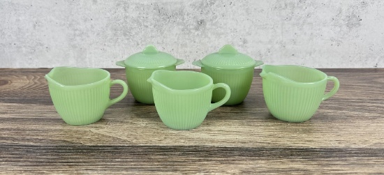 Fire King Jadeite Jane Ray Creamer and Sugar
