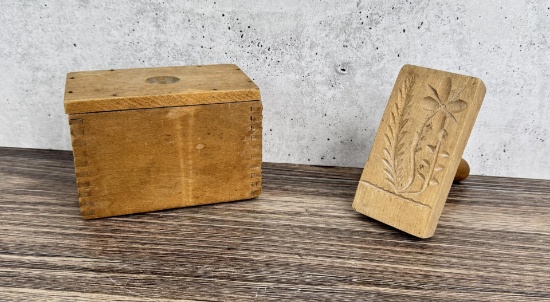 Antique Primitive Wood Butter Mold