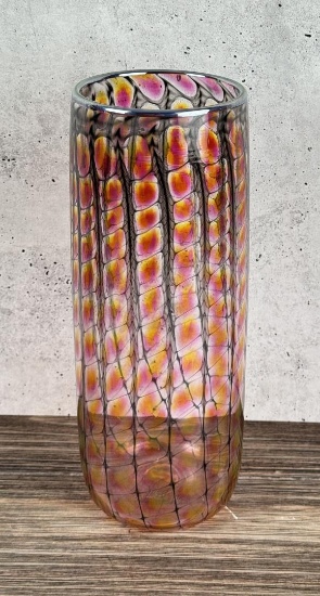 Tom Philabaum Reptilian Art Glass Vase