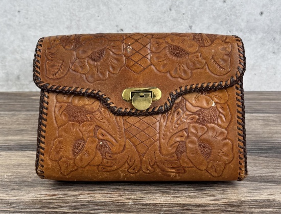Vintage Cowgirl Tooled Leather Purse