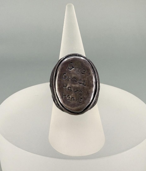 Sterling Silver Give Grace Have Heart Ring