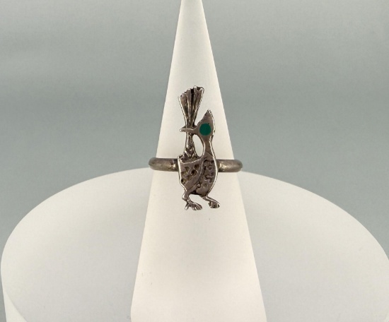 Navajo Sterling Silver Roadrunner Ring