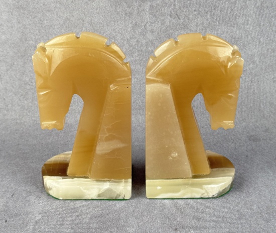 Mexican Banded Onyx Horse Bookends