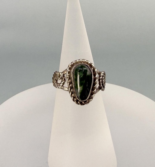 Navajo Sterling Silver Green Jade Ring