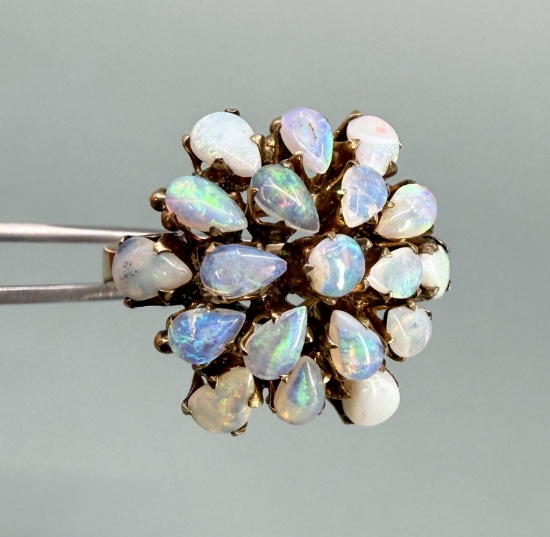 10K Gold Opal Cluster Cocktail Ring