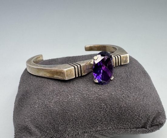 Navajo Sterling Silver Amethyst Bracelet
