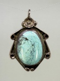 Old Pawn Navajo Sterling Silver Turquoise Pendant