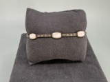 Sterling Silver Bar Link Mother of Pearl Bracelet