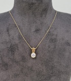 14K Gold Necklace CZ Pendant