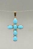 14k Gold Turquoise Cross Pendant
