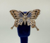 Monet Sterling Enamel Rhinestone Butterfly Brooch