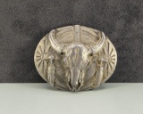 Siskiyou Buffalo Skull and Feathers Belt Buckle