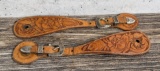 Sterling Maker Marked Tooled Buckle Spur Straps