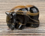 Carved Tigers Eye Bear with Fish Fetish