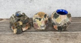 Folk Art Crystal Overlay Inkwell Desk Set