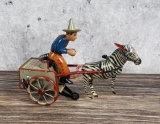 Lehmann Na Nu Zikra Zebra Cart Wind Up Tin Toy