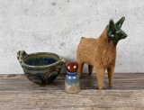 Mexican Goat Chia Pet and Glazed Stoneware