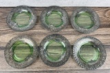 Sterling Silver Overlay Depression Glass Plates