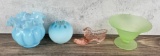 Vases Uranium Glass Bowl and Shoe