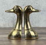 Brass Duck Head Bookends