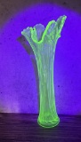Dugan Vaseline Uranium Glass Swung Vase