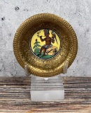 Unusual Black American Brass Porcelain Ashtray