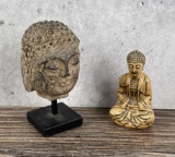 Buddha Head and Seated Buddha