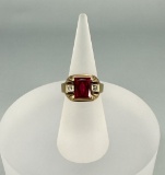 10k Gold Synthetic Ruby Ring