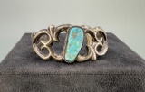 Navajo Sterling Tufa Cast Turquoise Bracelet