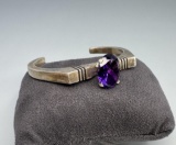 Navajo Sterling Silver Amethyst Bracelet