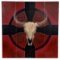 Greg Erway Buffalo Skull with Symbols Painting