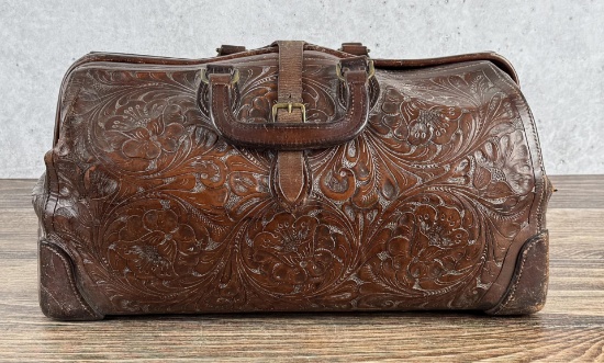 Exceptional Tooled Leather Cowboy Doctors Bag