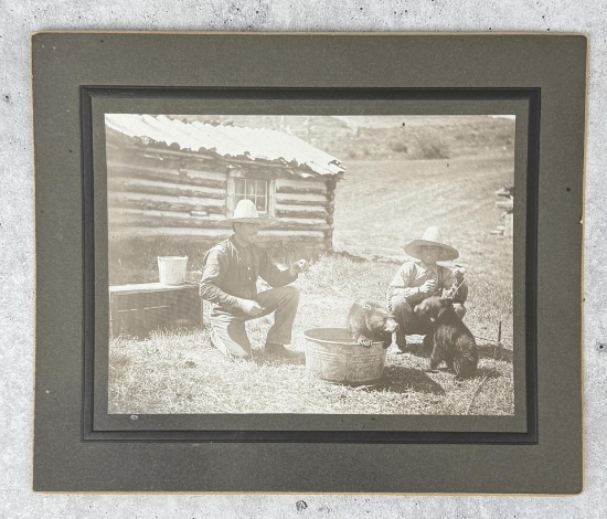 Cowboys with Pet Bears Cabinet Photo