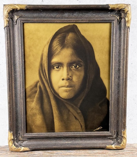 Edward Curtis Qahatika Girl Orotone Photo