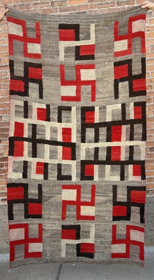 Navajo Transitional Swastika Whirling Log Rug