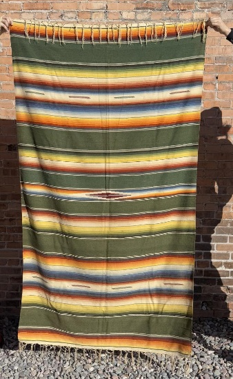 Antique Mexican Wool Serape Saltillo Blanket