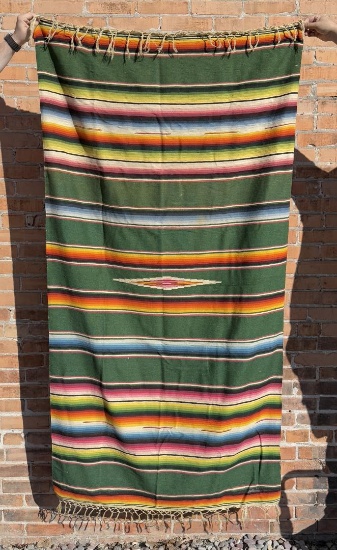 Antique Mexican Wool Serape Saltillo Blanket