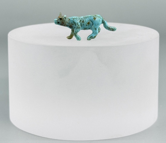 Zuni Carved Turquoise Mountain Lion Fetish
