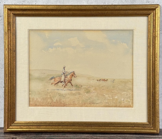Edward Borein Remuda Watercolor Painting